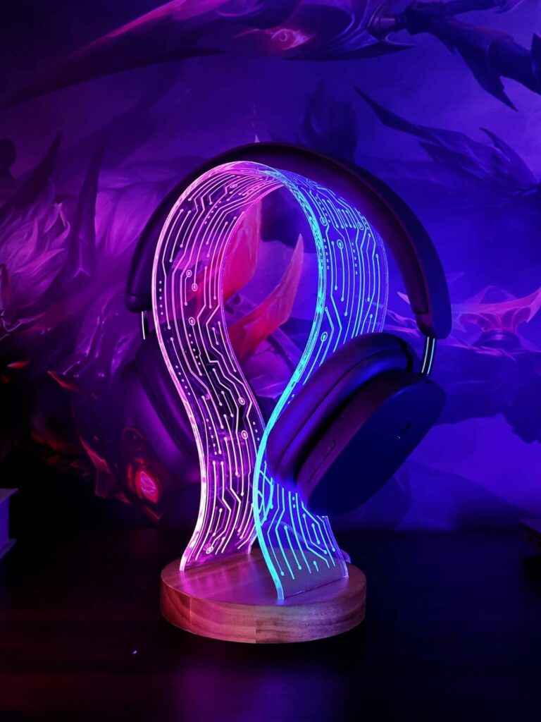 walnut LED headphone stand